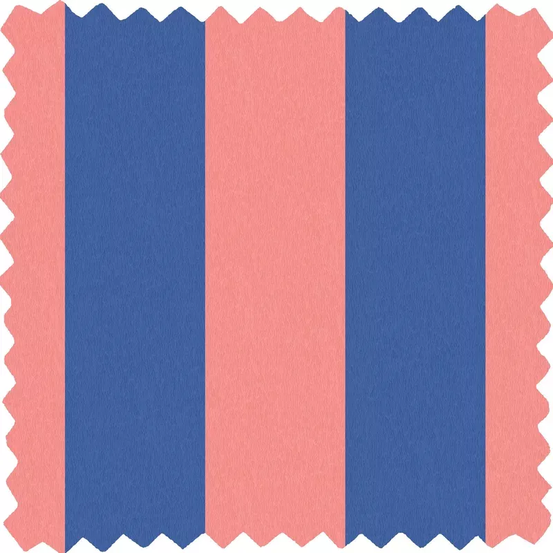 Awning Stripe Electric Blue Linen Fabric