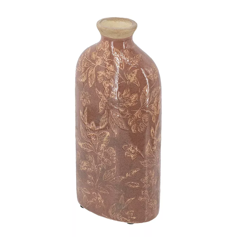 A & B Home - Faded Red Floral Vase
