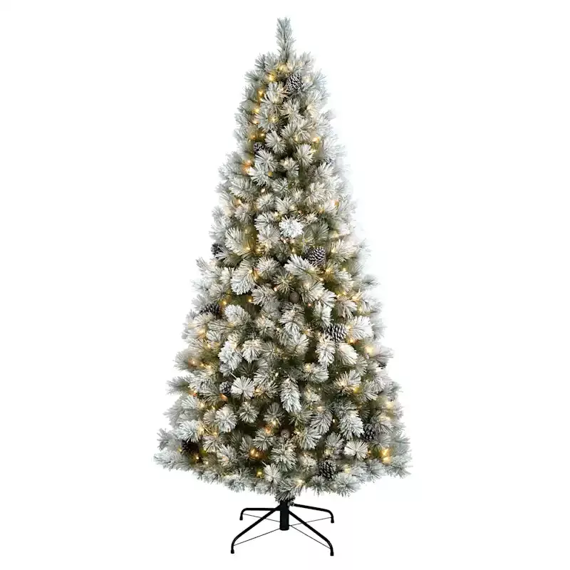 (B17) Pre-Lit Frosted Percy Spruce Tree, 7'