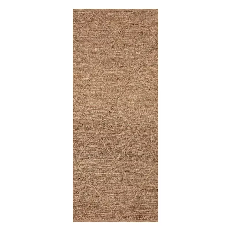 (B661) Goldie Jute Diamond Design Runner, 2x5