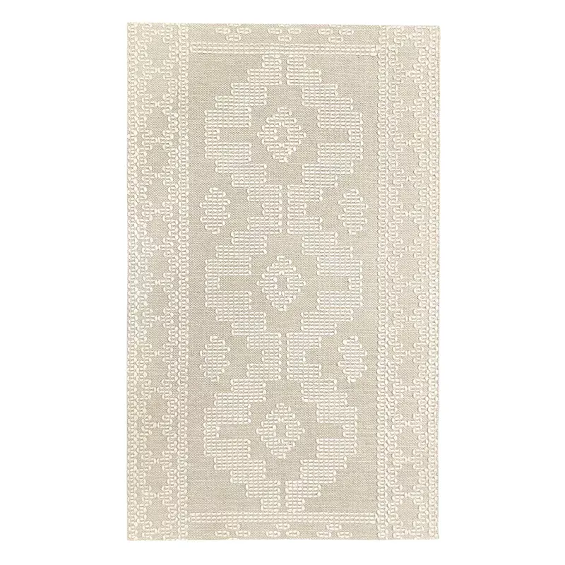(B669) Goa Ivory Tribal Handmade Accent Rug, 3x5