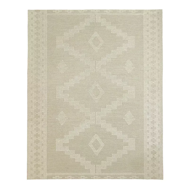 (B669) Goa Ivory Tribal Handmade Area Rug, 7x10