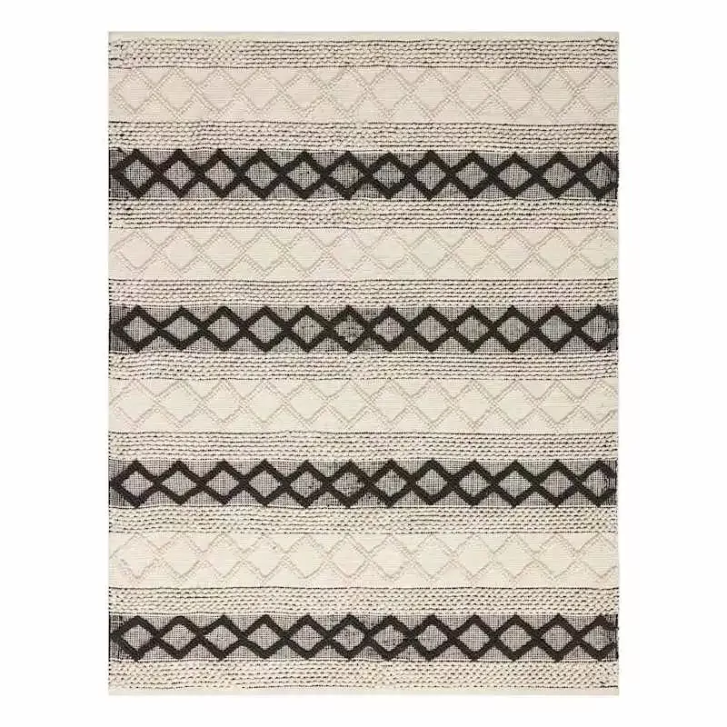 (B673) Noah Black & White Woven Area Rug, 8x10