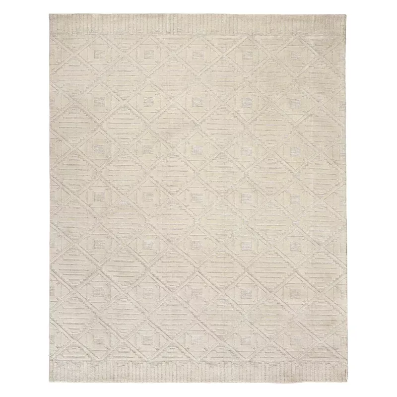 (B689) Sanremo Ivory Diamond Design Accent Rug, 3x5