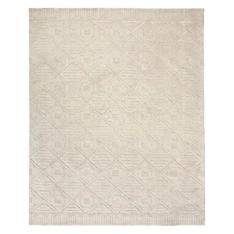 (B689) Sanremo Ivory Diamond Design Area Rug, 8x10