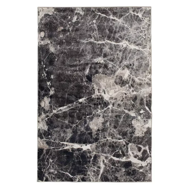 (B700) Adore Alaya Black & White Marbled Area Rug, 5x7