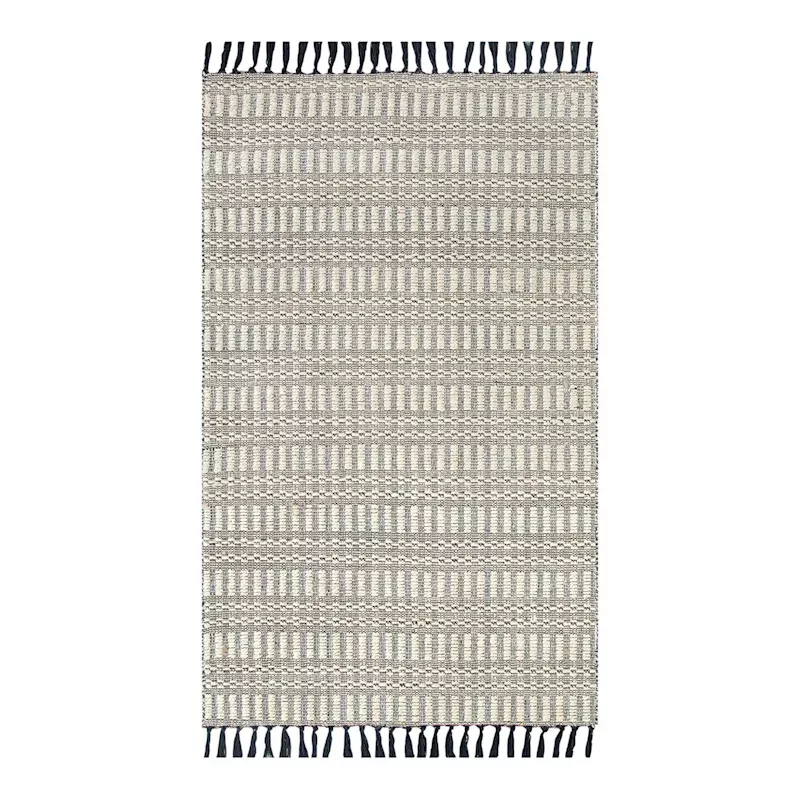 (B723) Lorre Neutral Flatweave Accent Rug, 3x5