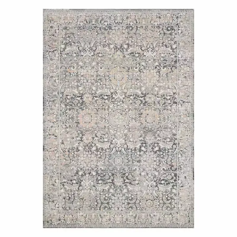 (B769) Helena Grey Floral Area Rug, 5x7