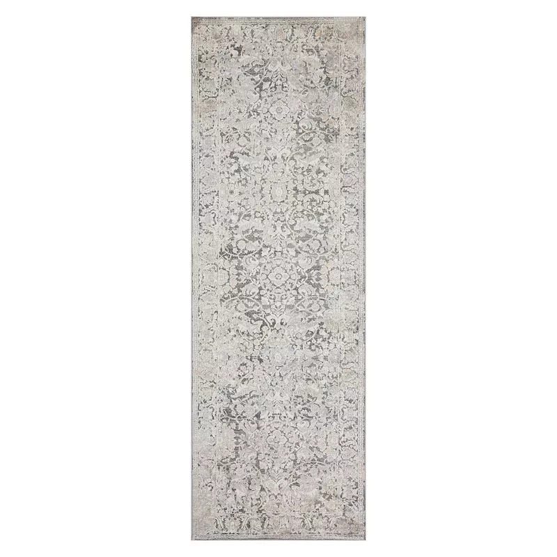 (B769) Helena Grey Floral Runner, 2x7