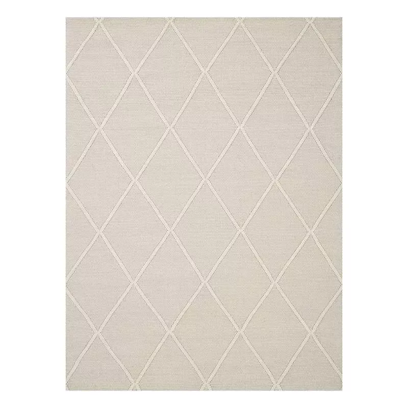 (B782) Wesley White Diamond Design Area Rug, 8x10