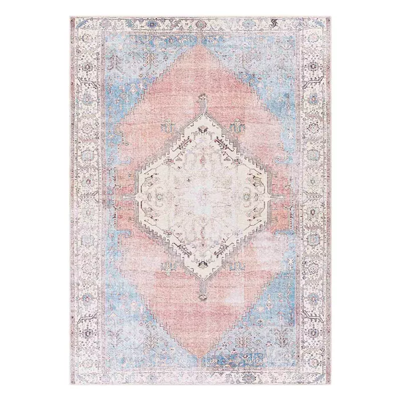 (B783) Amelie Multi Medallion Washable Area Rug, 5x7