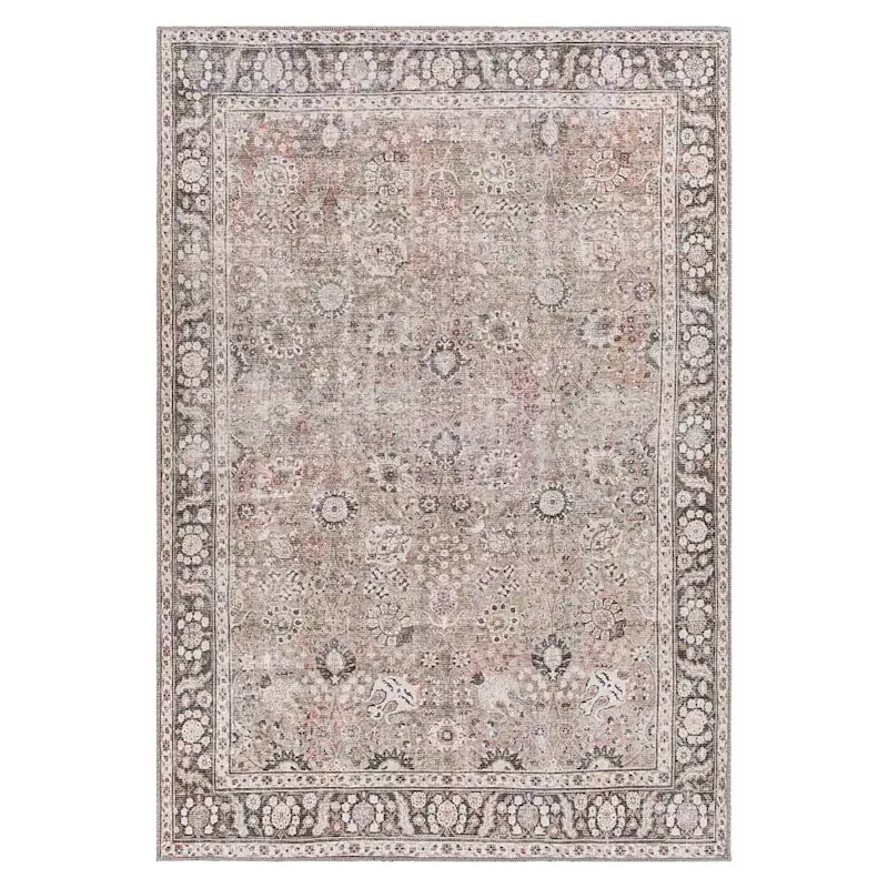 (B784) Colin Multi Floral Washable Area Rug, 5x7