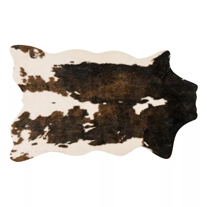 (B792) Brown & Beige Faux Hide Area Rug, 5x7