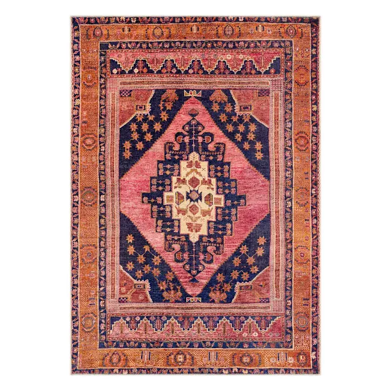 (B794) Amelie Multicolor Medallion Washable Area Rug, 5x7