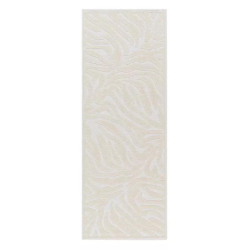 (B861) Lyna Ivory Zebra Design Washable Runner, 2x7