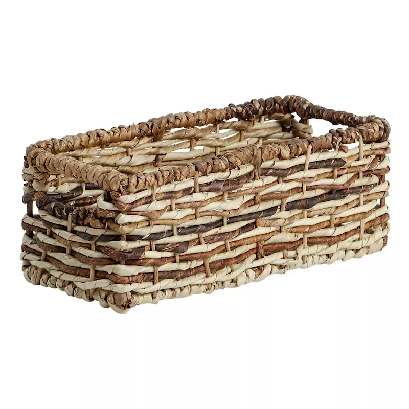 Bacburi Woven Abaca Rectangle Shelf Storage Tote, Small