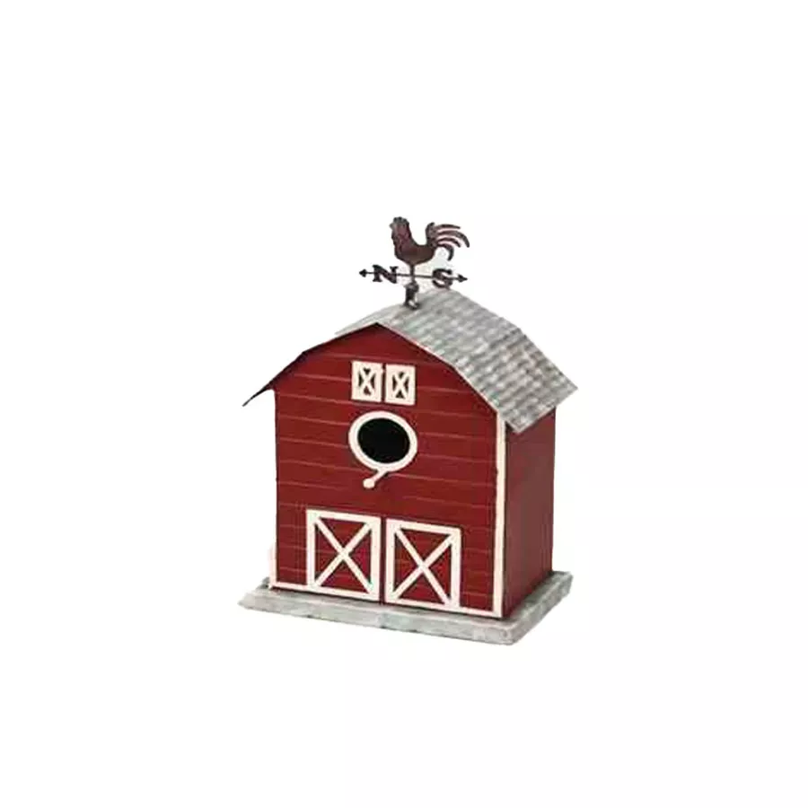 Backyard Expressions Red Metal Barn Bird House