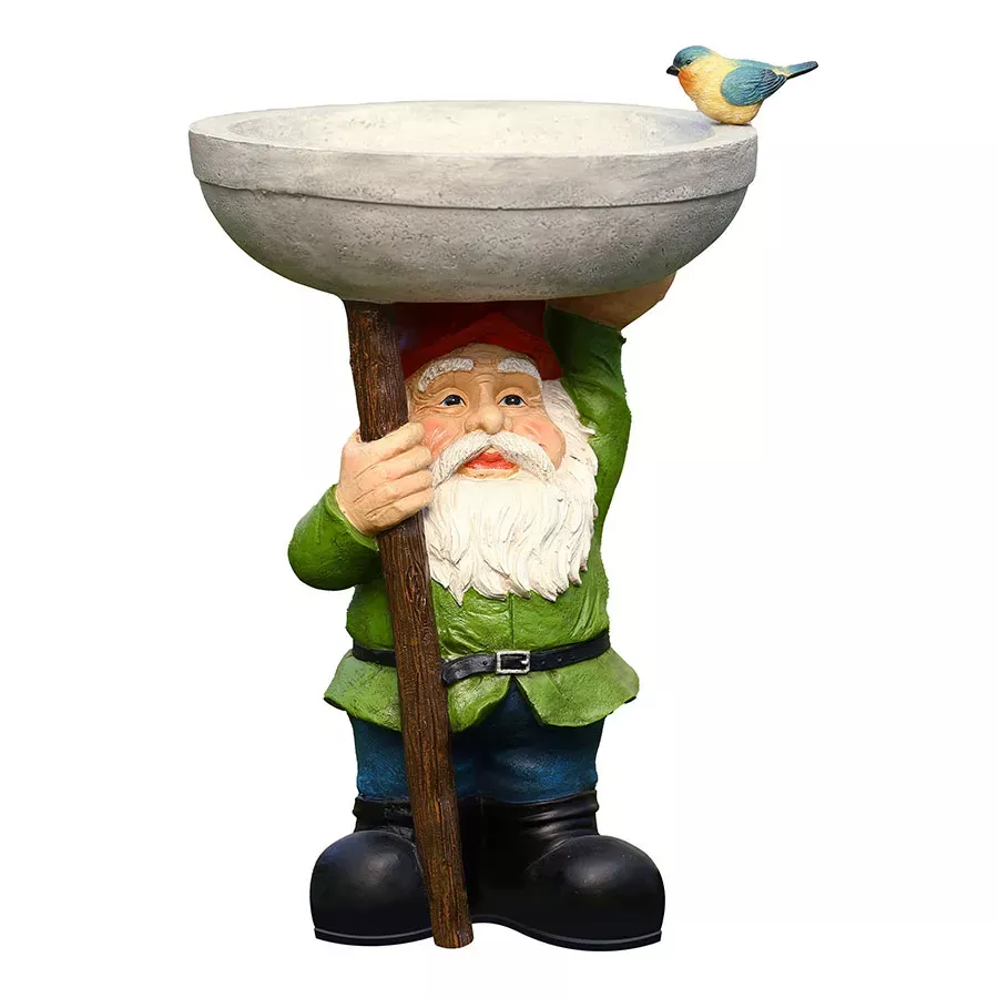 Backyard Expressions Resin Gnome Birdbath - 26"