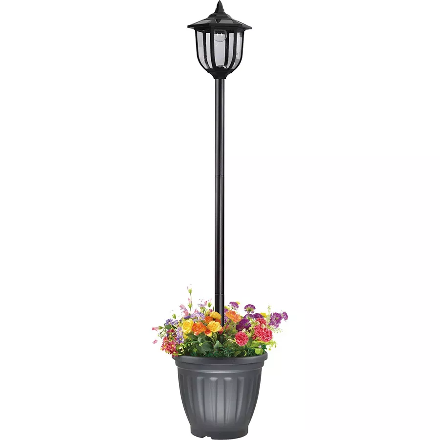 Backyard Expressions Single Solar Lamp W/Planter