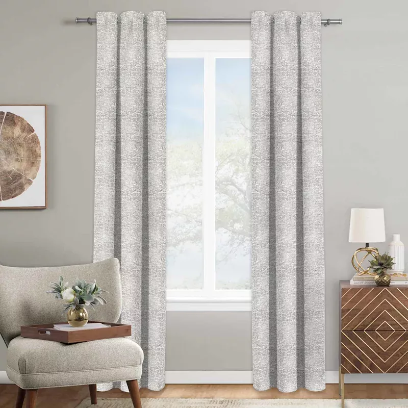 Bark Metallic Silver Light Filtering Curtain Panel, 84"