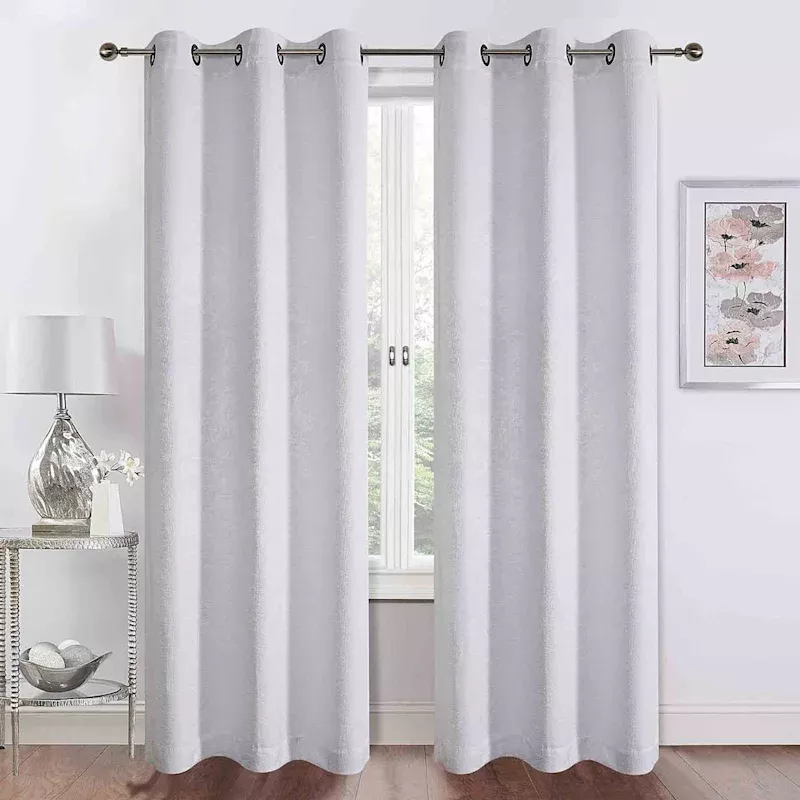 Barnes White Textured Grommet Curtain Panel, 84"