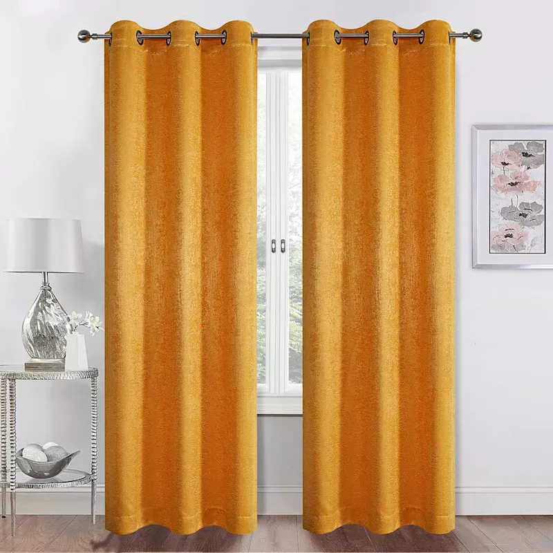 Barnes Yellow Textured Grommet Curtain Panel, 84"