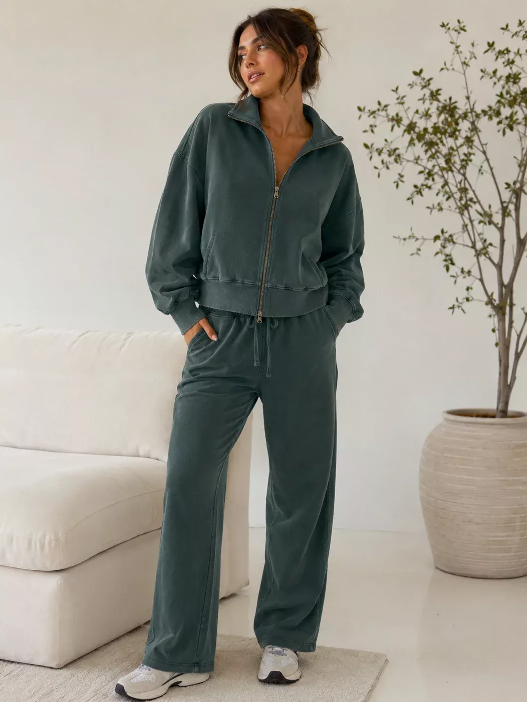 Barrel Leg Sweatpants - Faded Navy