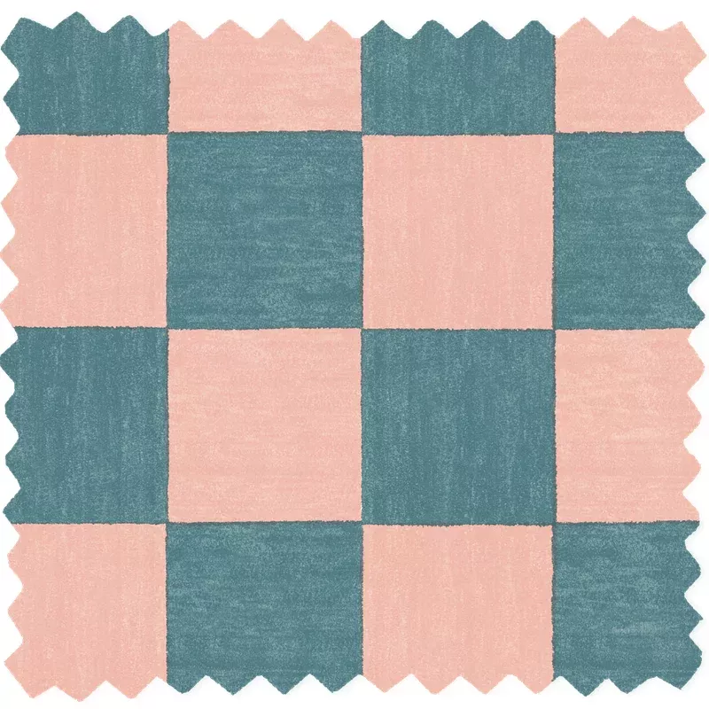 Battenberg Coral Teal Linen Fabric
