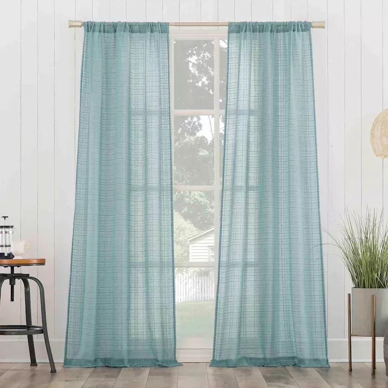 Bayside Blue Rod Pocket Curtain Panel, 84"