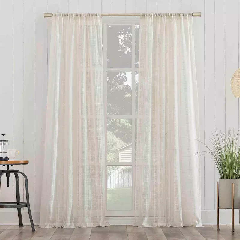 Bayside Natural Rod Pocket Curtain Panel, 84"
