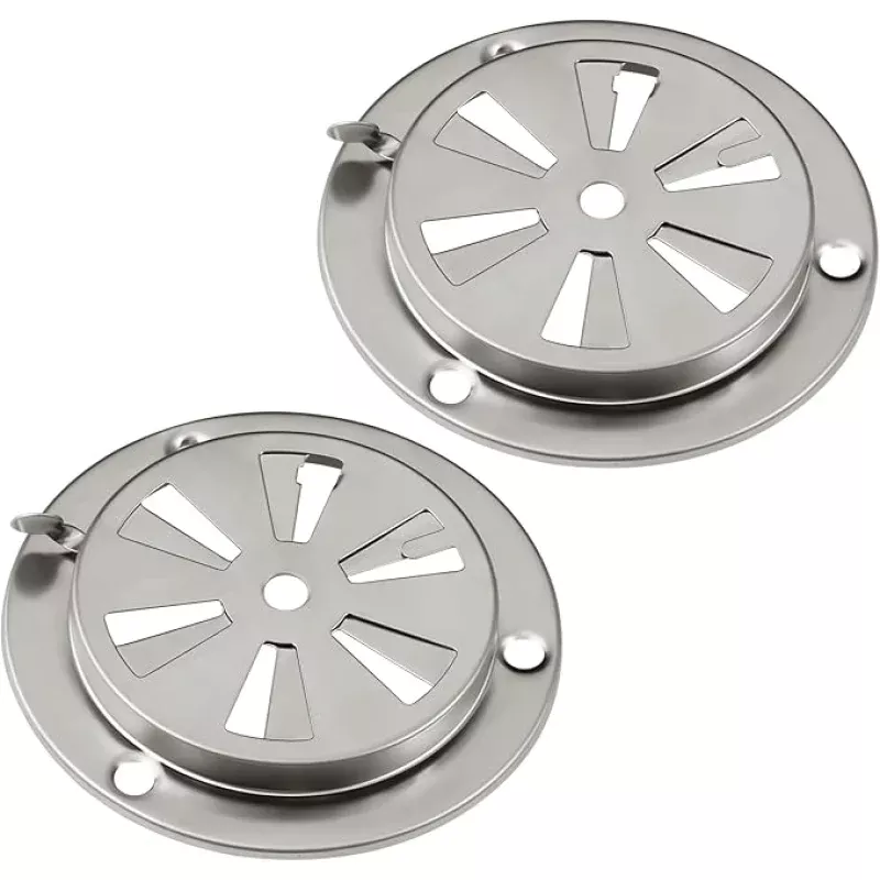 BBQ Smoker Air Vent Set, 2 Pieces Stainless Steel Grill Damper for Increased Airflow, Replacement Parts for Grill, Stove and Smoker (2)