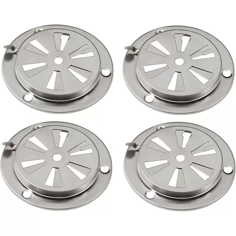 BBQ Smoker Air Vent Set, 4 Pieces Stainless Steel Grill Damper for Increased Airflow, Replacement Parts for Grill, Stove and Smoker