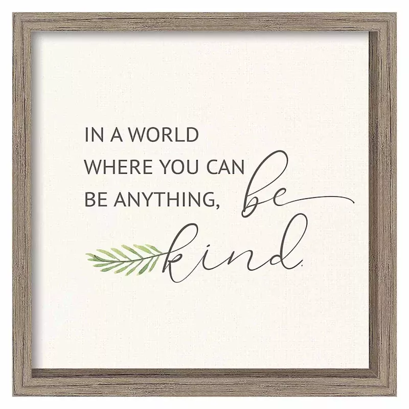 Be Kind Framed Wall Sign, 13"