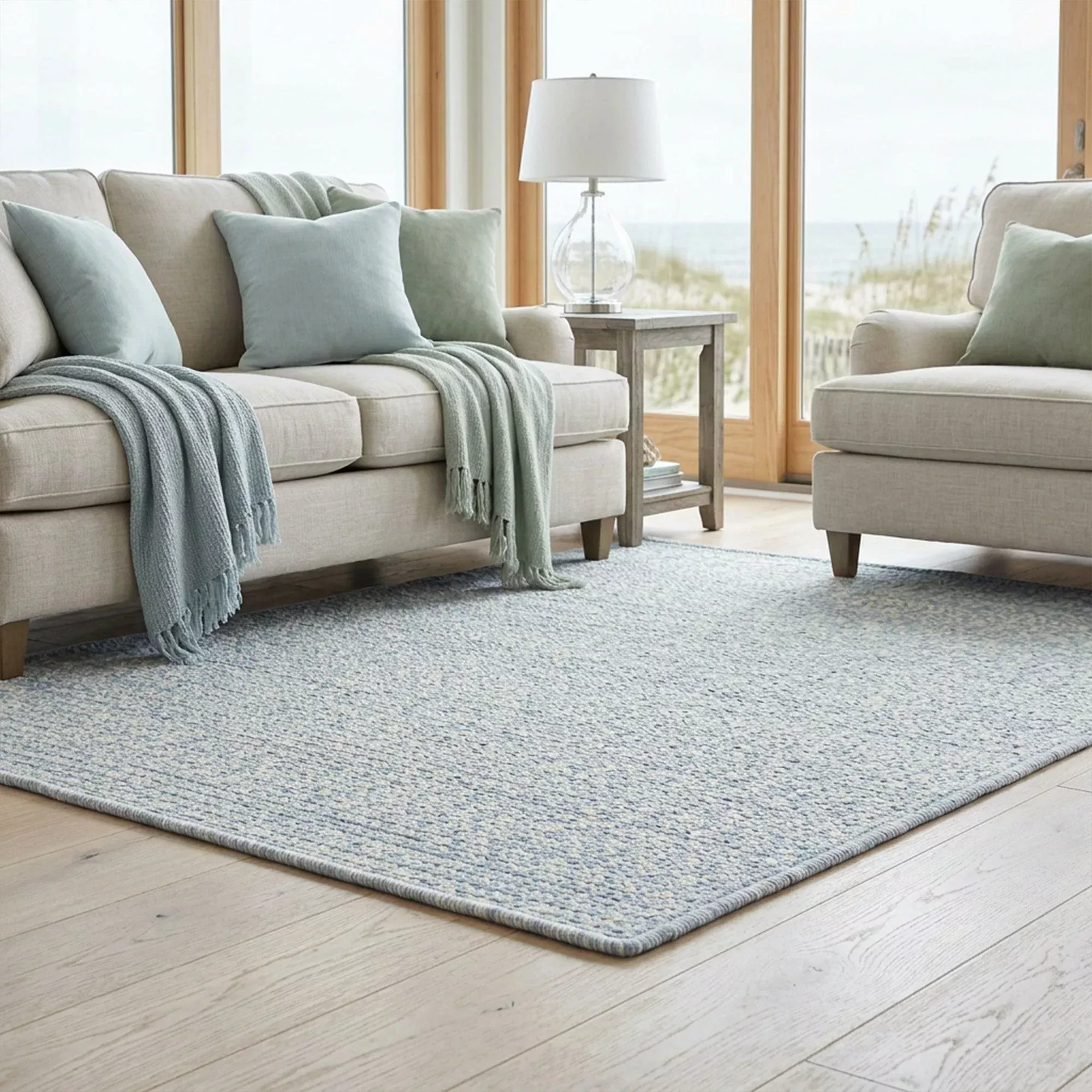 Beach Barn Tweed Baby Blue Rectangle Area Rug