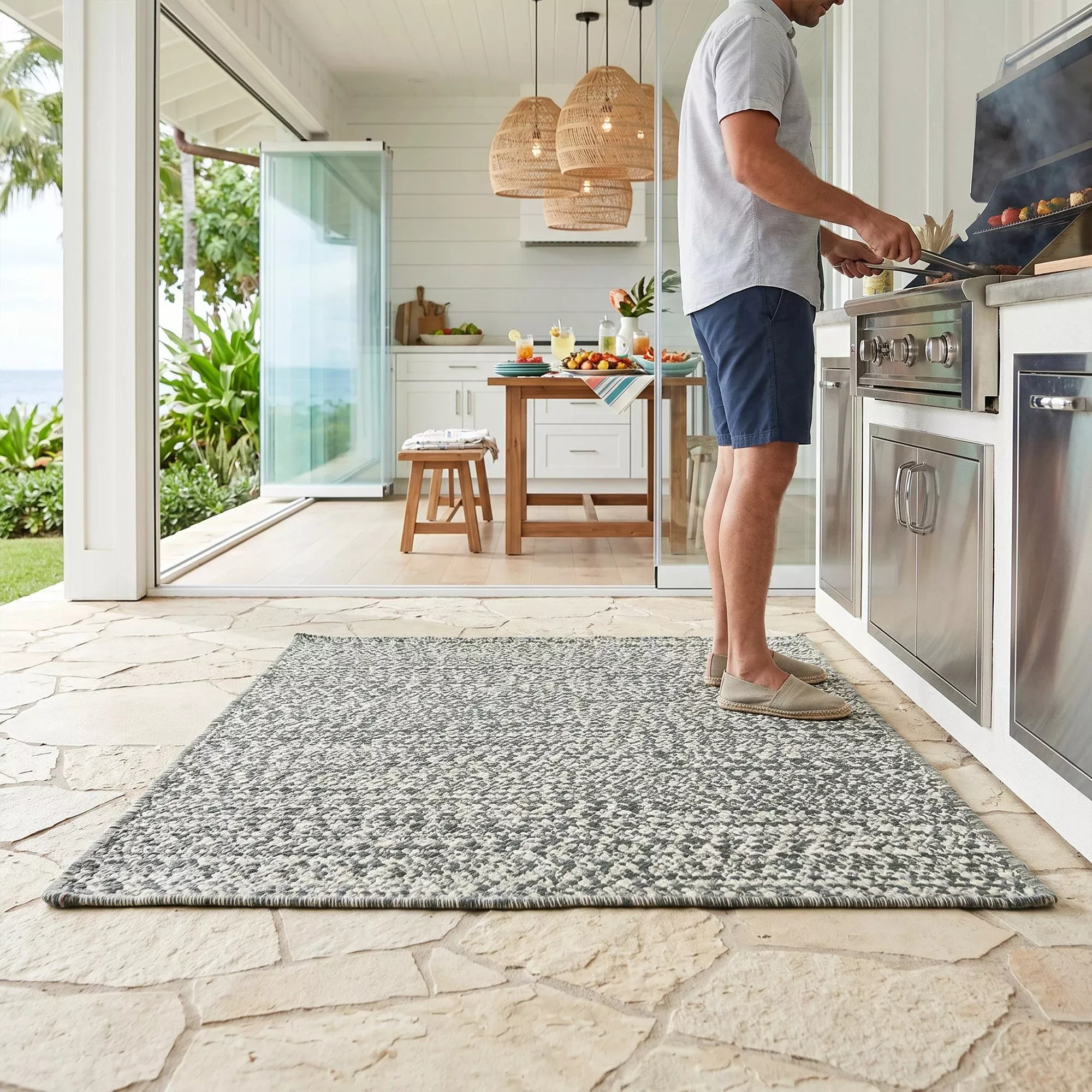Beach Barn Tweed Seaweed Rectangle Rug