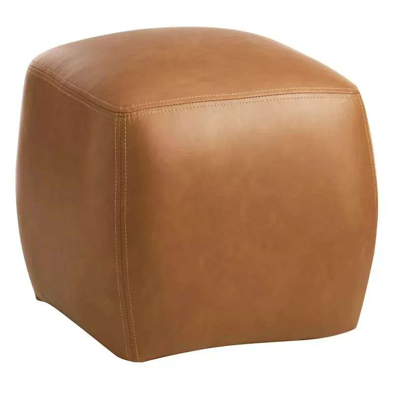 Beau Faux Leather Ottoman, Cognac