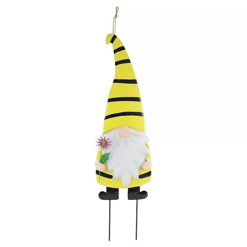 Bee Gnome with Flower Yard Stake, 31"