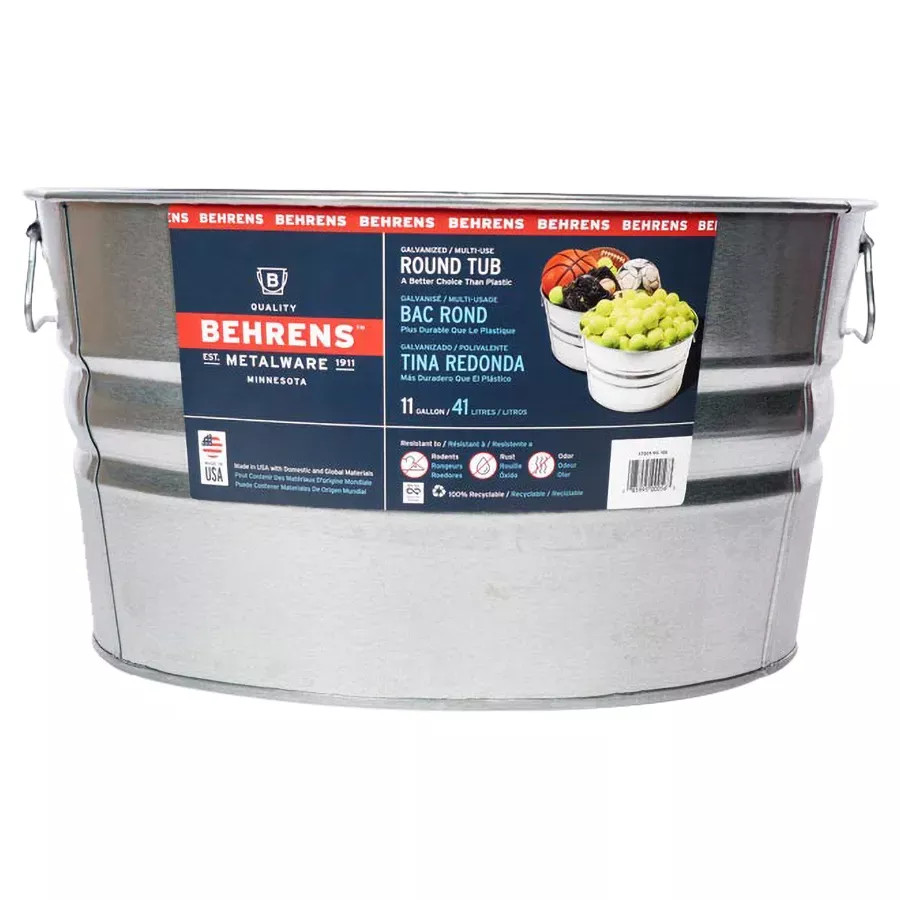 Behrens Galvanized Steel Round Tub - 11 gal