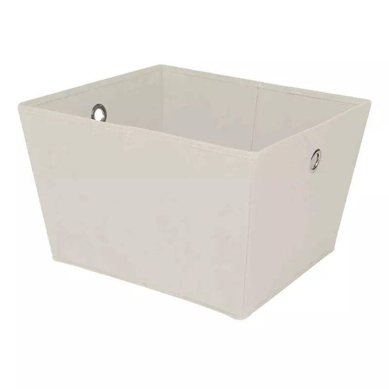 Beige Collapsible Tapered Storage Tote, Large