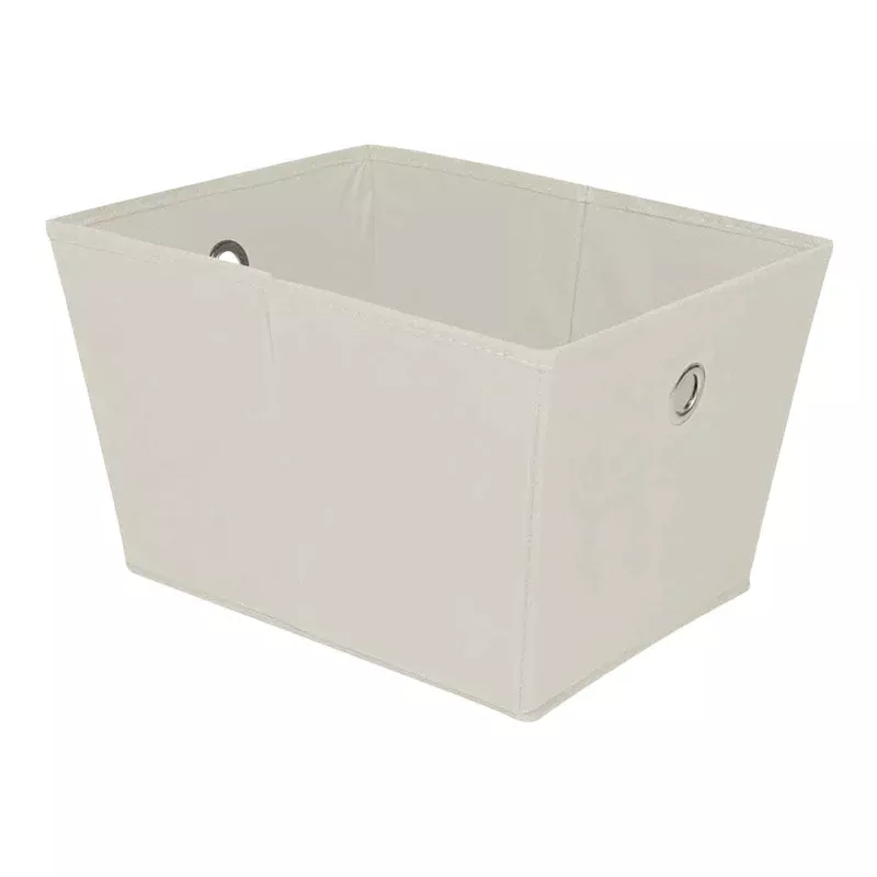 Beige Collapsible Tapered Storage Tote, Medium