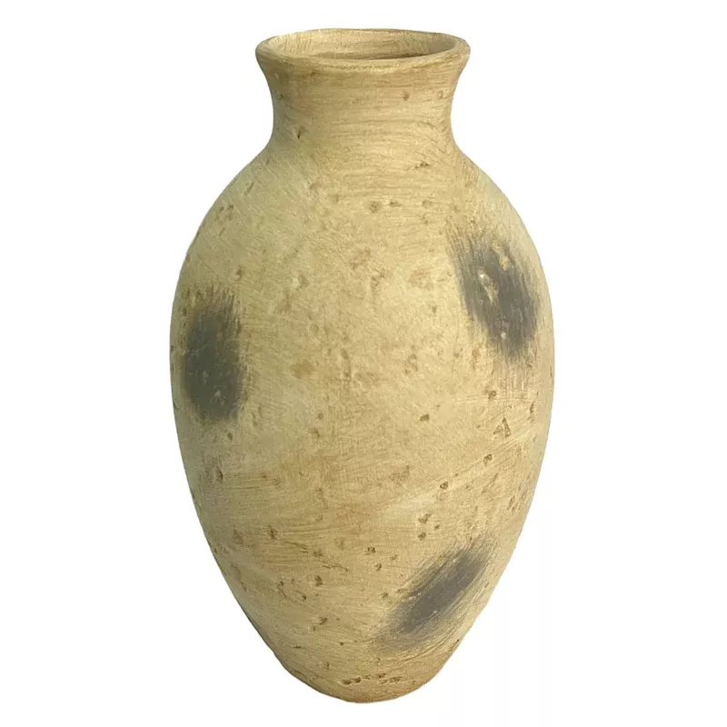 Beige Distressed Ceramic Vase, 9.7"