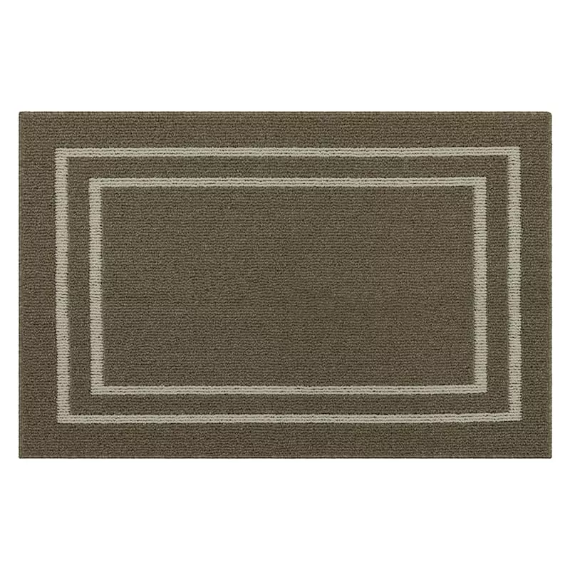 Beige Double Border Washable Tufted Accent Rug, 30x45