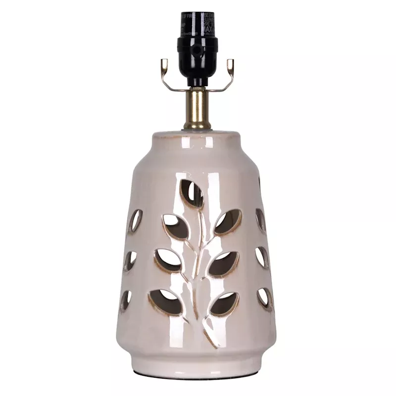 Beige Floral Cutout Ceramic Lamp Base, 14"