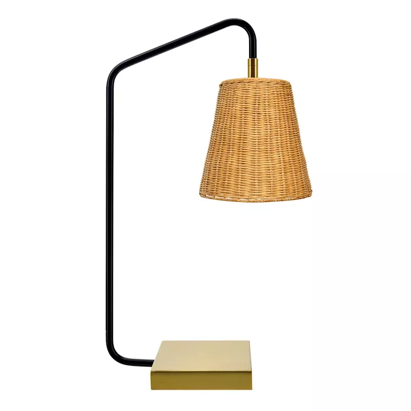 Beige Rattan Desk Lamp, 22"