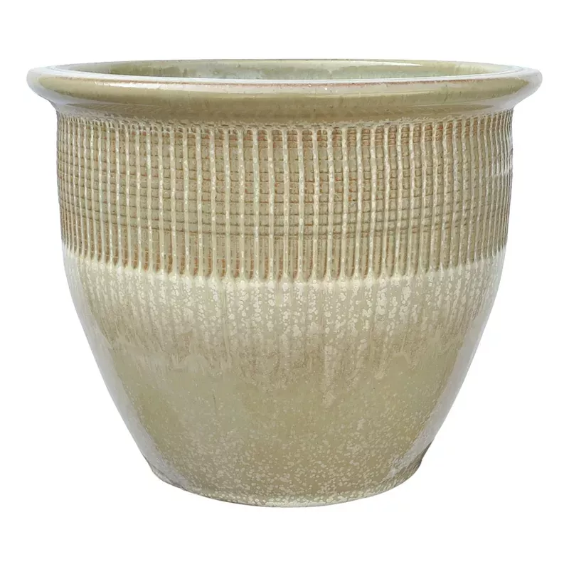 Beige Zip Ceramic Outdoor Planter, Large
