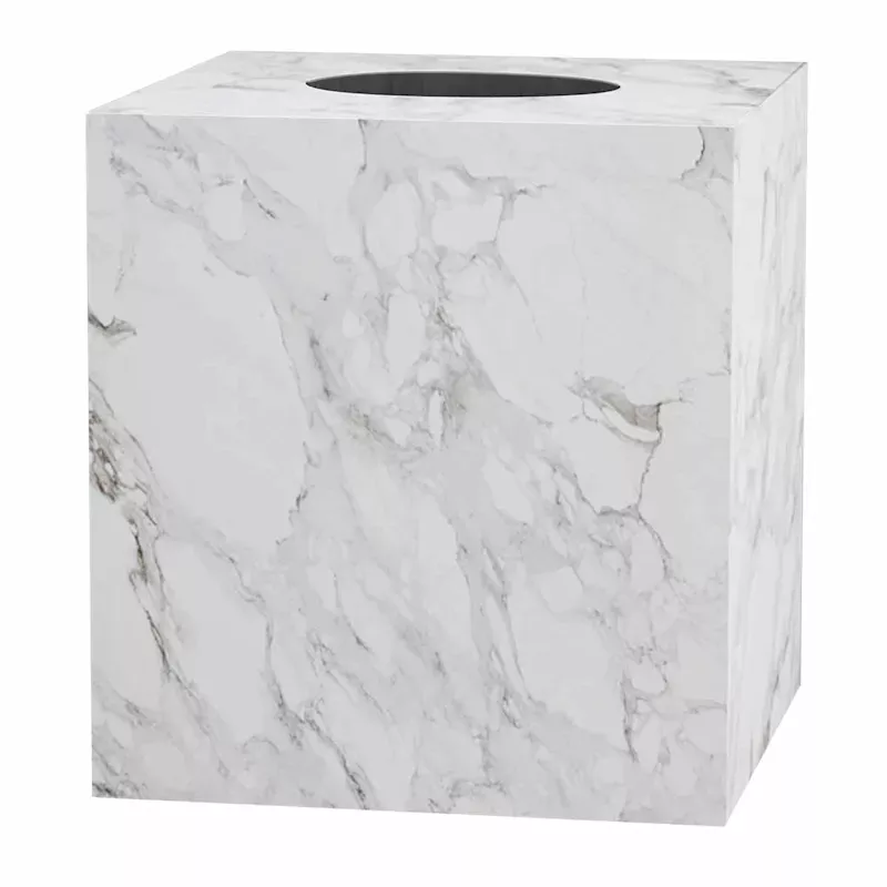 Belle Grey & White Marbled Tissue Box, 6"