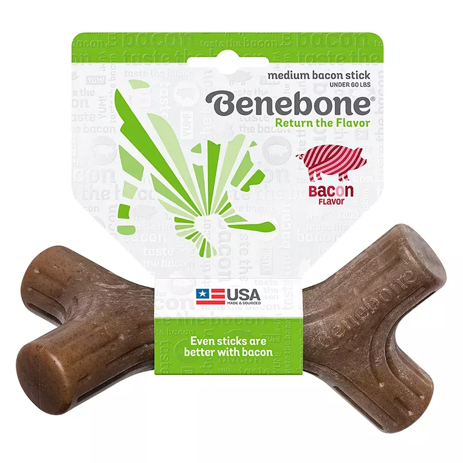 Benebone Maplestick/Bacon Stick Dog Chew Toy - Real Bacon - M