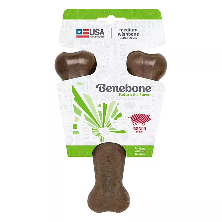 Benebone Wishbone Dog Chew Toy - Real Bacon - M
