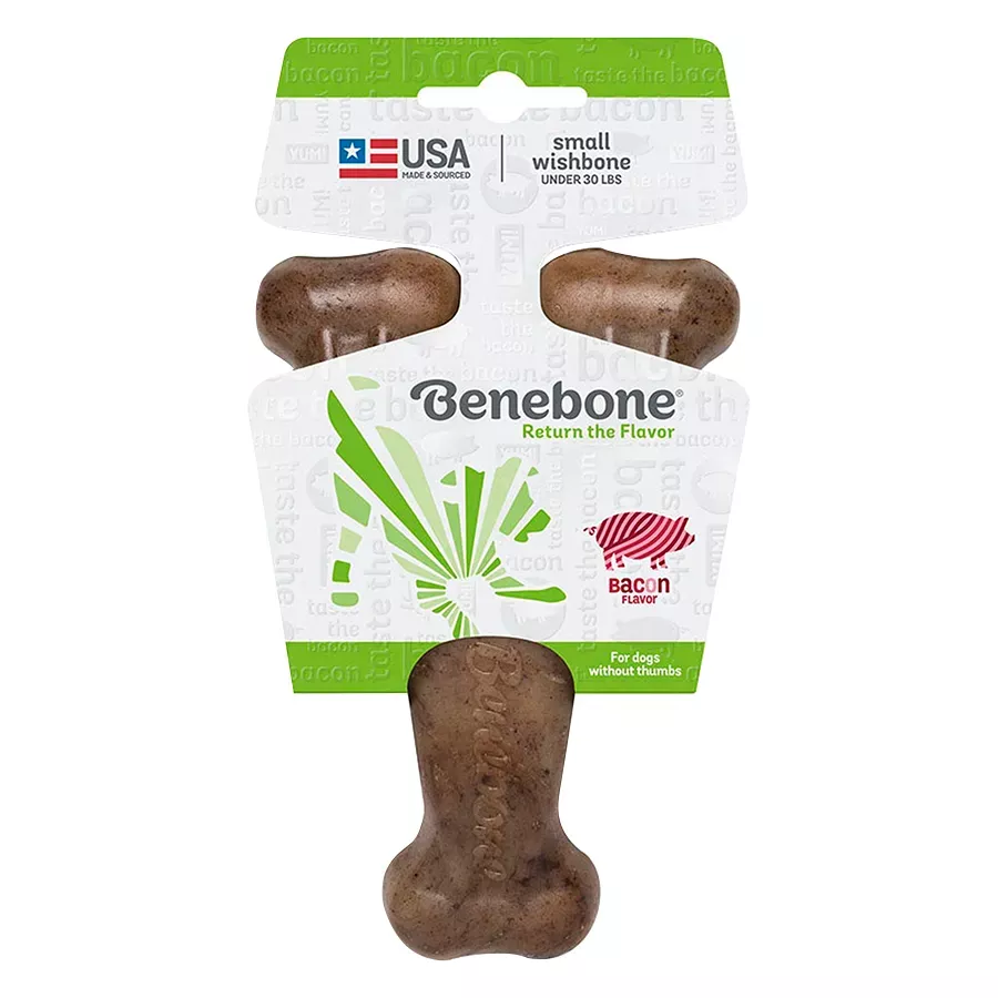 Benebone Wishbone Dog Chew Toy - Real Bacon - S