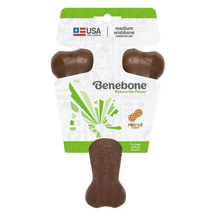 Benebone Wishbone Dog Chew Toy - Real Peanut - M